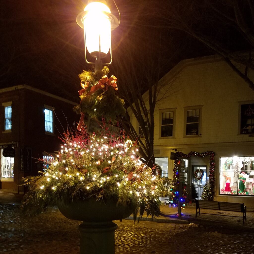 Nantucket Fountain at Christmas