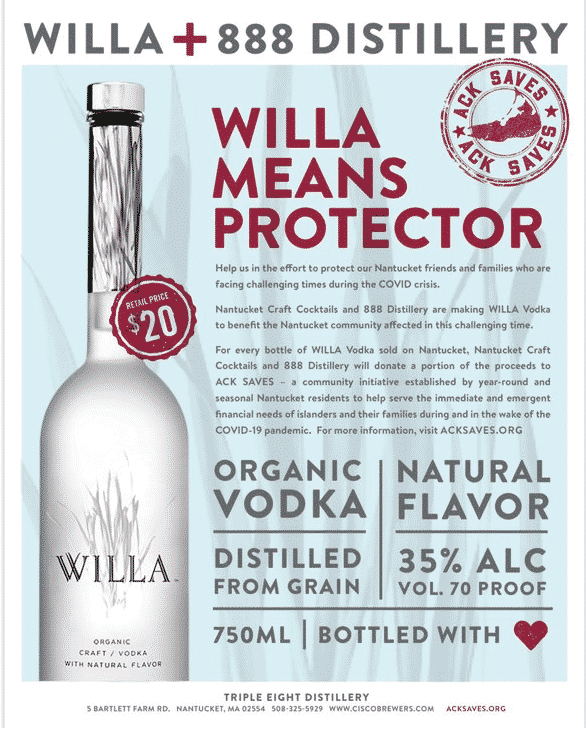 Cisco Brewers Willa Vodka Nantucket